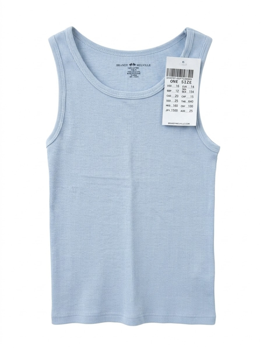 Brandy Melville Light Blue Ribbed Tank Top for Kids